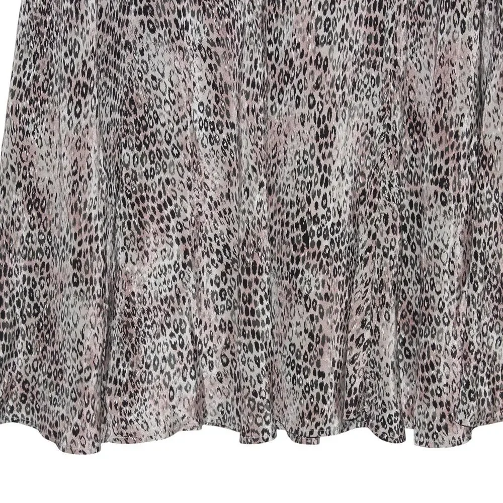 Kate Hill 100% Silk Leopard Midi Skirt Size 14 NWT